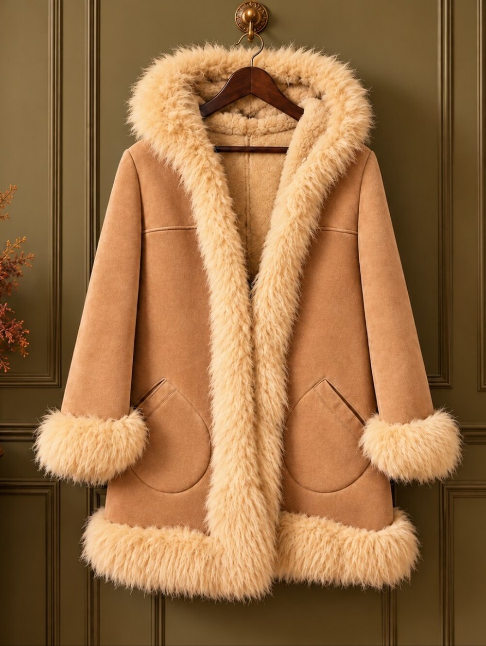 Vintage 70s AY Winnipeg Leather Penny Lane Shearling Coat S/M PTP 19 Canada
